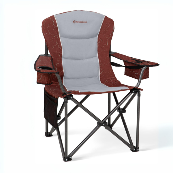 KingCamp Juniper Bel Destekli Ultra Konforlu XL Kamp Sandalyesi Red/Grey - Image 1