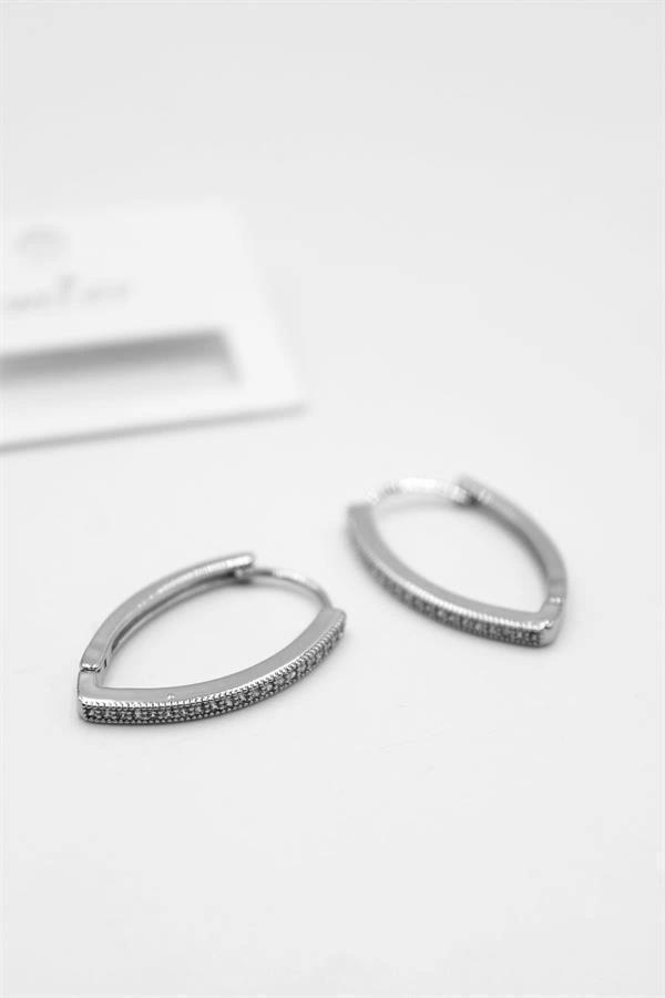 Oval Halka Küpe - Gümüş - Image 1