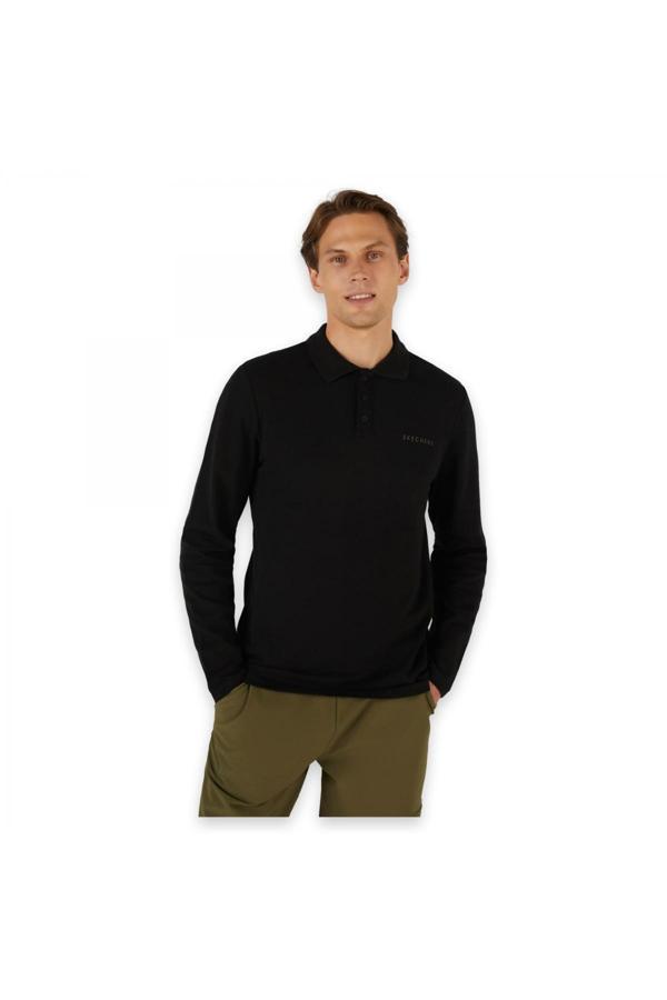 Skechers S242198 M Polo Casual Comfort Sleeve Siyah Erkek T-Shirt - Image 1