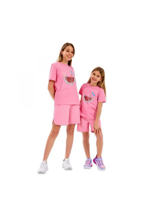 Skechers Sk2510132 G Graphıc Tee Pembe Çocuk T-Shirt - Image 1