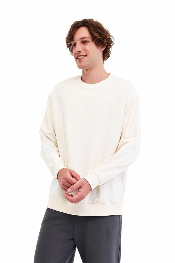 Lumberjack Mb Sn75 C Neck Sw 5Pr Ekru Erkek Sweatshirt - Image 1