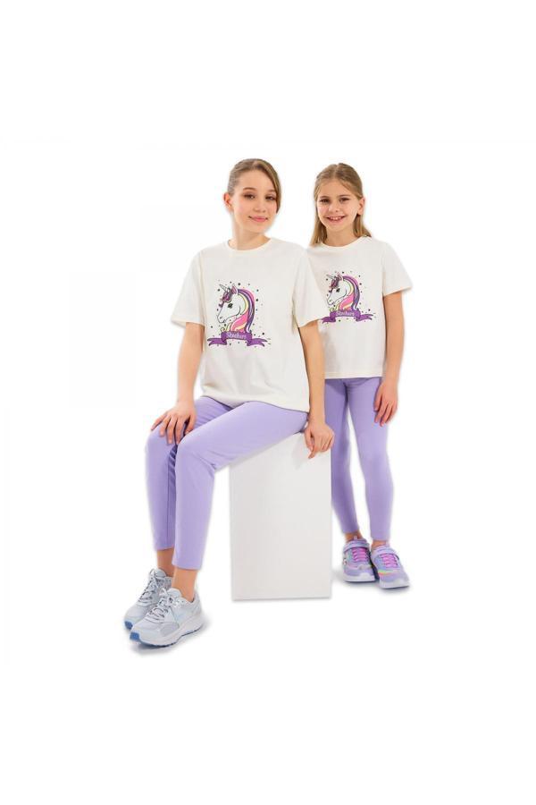 Skechers Sk2510022 G Graphic Tee Beyaz Kız Çocuk T-Shirt - Image 1