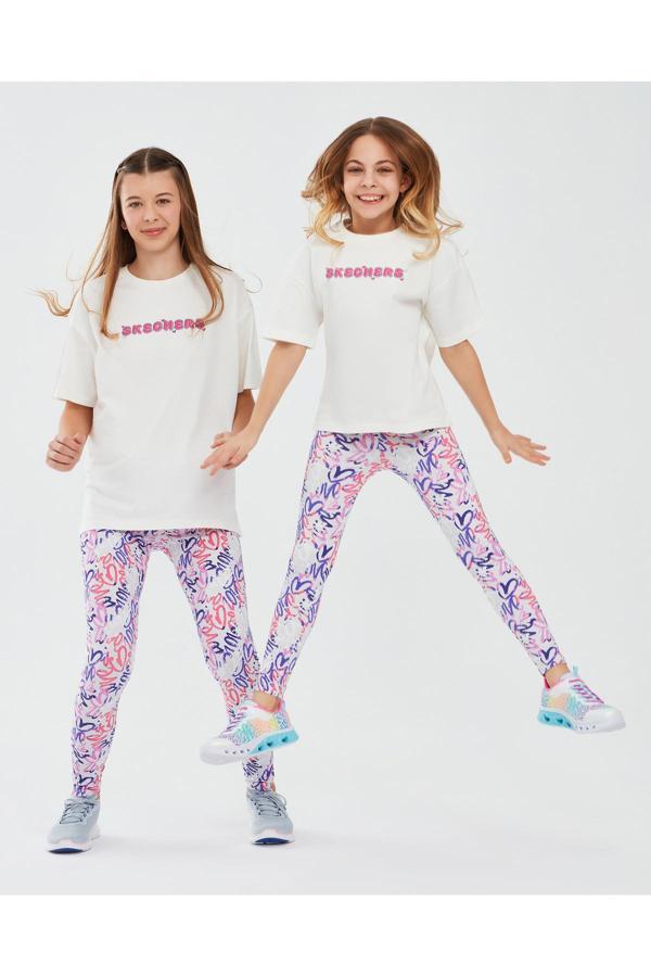Skechers Legging G Ankle Büyük Kız Çocuk Beyaz Tayt Sk241048-102 - Image 1