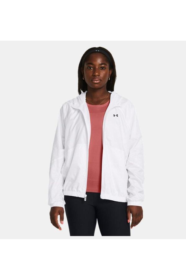 Under Armour Kadın Kapşonlu Yaka Fermuarlı Uzun Kollu Beyaz Ceket 1382698-100 - Image 1