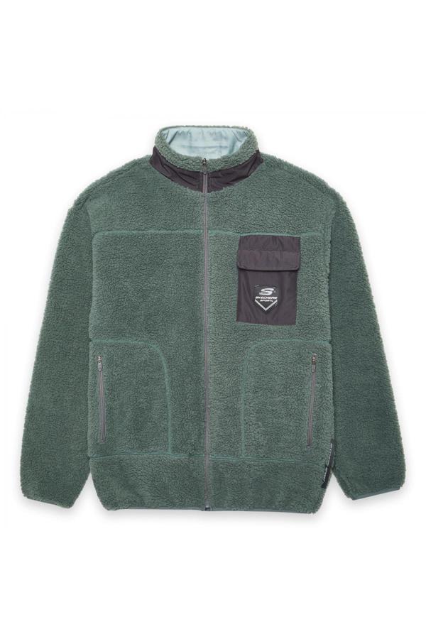 Skechers S242184 M Out Fleece Full Zip Sherpa Haki Erkek Ceket - Image 1