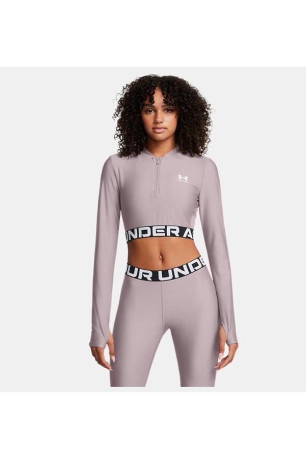 Under Armour Kadın Ua Heatgear Rib 1/4 Fermuarlı Uzun Kollu Tişört 1388692-015 - Image 1