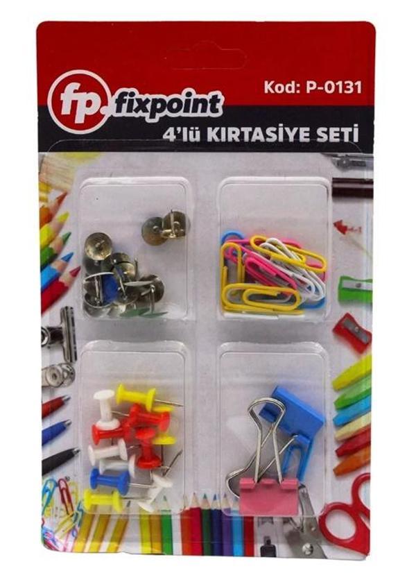 Fixpoint Kırtasiye Seti Mantar Çivisi,Raptiye,Kıskaç,Ataş - 3 paket - Image 1