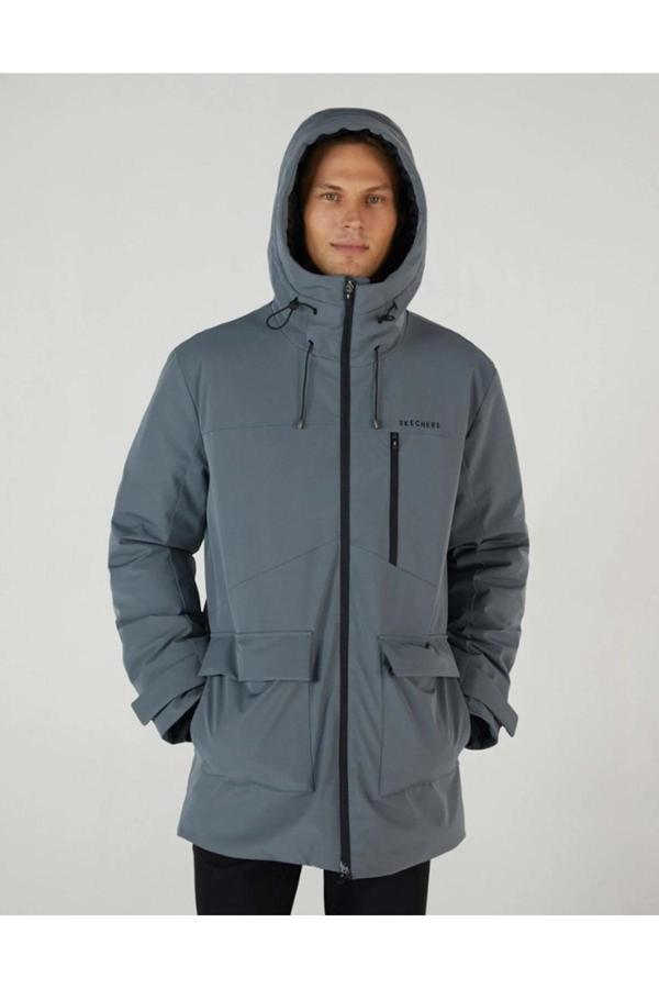 Skechers M Outerwear Coated Jacket S242049 Erkek Günlük Mont Gri - Image 1