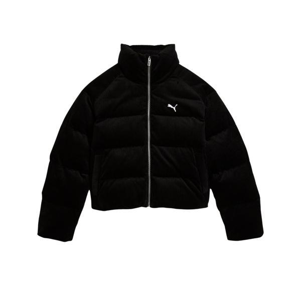 632171-01 Puma Corduroy Puffer Jacket Kadın Mont Siyah - Image 1