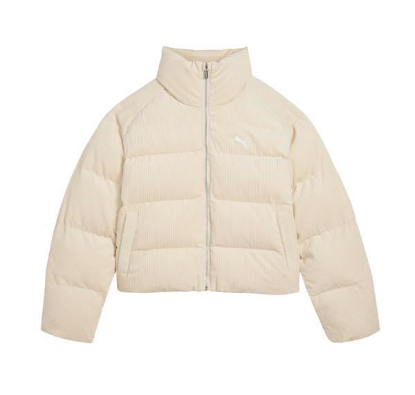 632171-87 Puma Corduroy Puffer Jacket Kadın Mont Krem - Image 1