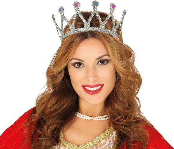 Nessiworld Gümüş Renk Çocuk ve Yetişkin Uyumlu Kraliçe Tacı Prenses Tacı 8X25 cm - Image 1