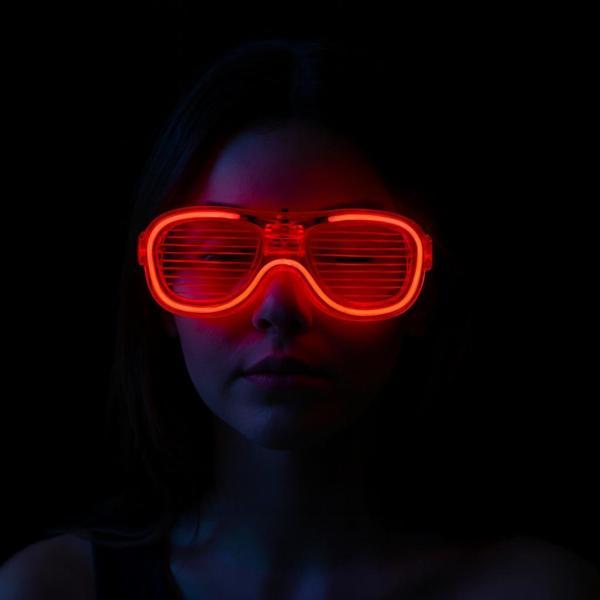 Nessiworld Kırmızı Led Işıklı Parti Gözlüğü - Neon Glow Şerit Gözlük 3 Modlu - Image 1