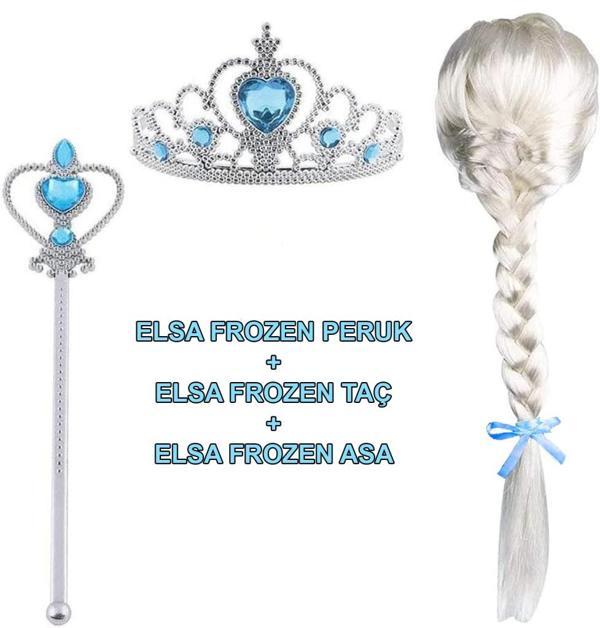 Nessiworld Örgülü Karlar Ülkesi Frozen Elsa Peruğu Tacı ve Sopası Çocuk Boy - Image 1