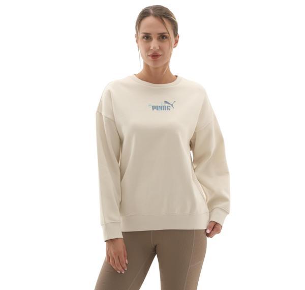 688078-87 Puma Ess Nature 2.0  Crew Kadın Sweatshirt Bej - Image 1