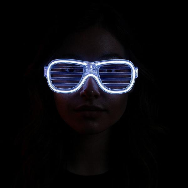Nessiworld Beyaz Led Işıklı Parti Gözlüğü - Neon Glow Şerit Gözlük 3 Modlu - Image 1