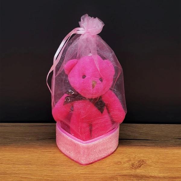 Hediyelik Pembe Tül Kese Ve Ayıcık - Image 1