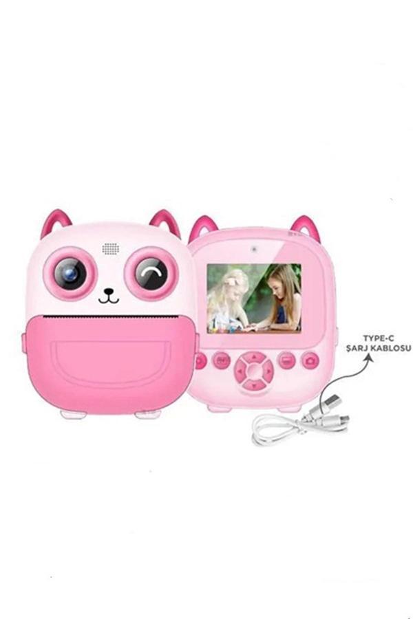 Dijital Video Fotoğraf App Destekli Çocuk Kamerası Termal Resim Kağıt Baskılı Yazıcı Pembe - Image 1