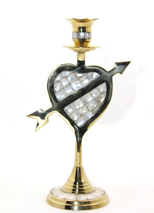 Pirinç Sedefli Tekli Şamdan 11056-8 - Image 1