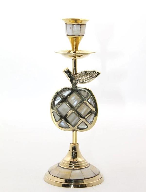 Pirinç Sedefli Tekli Şamdan 1636 - Image 1