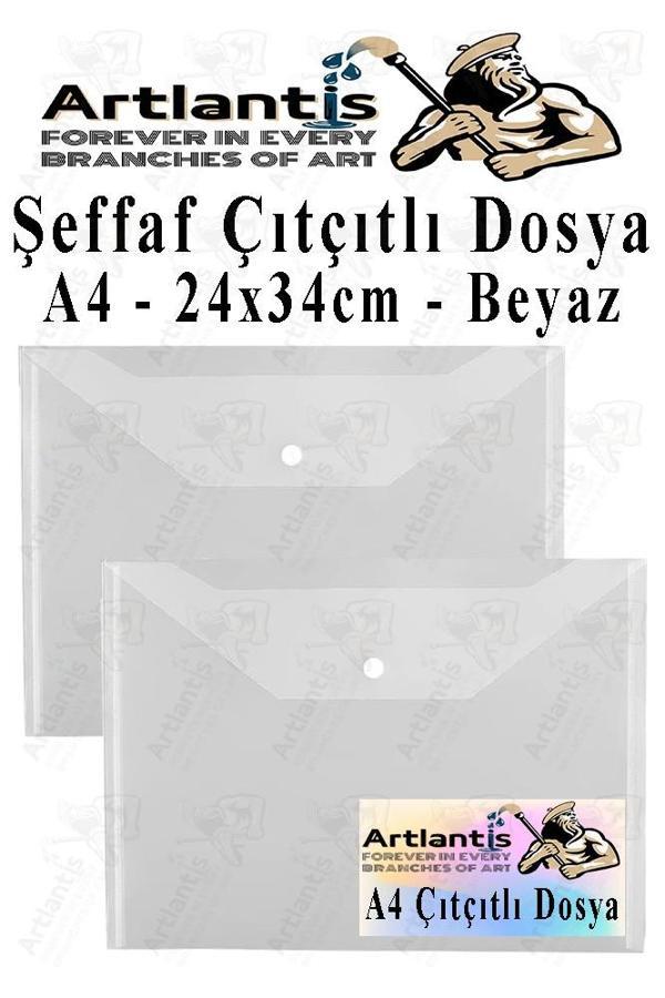 A4 Çıtçıtlı Dosya Şeffaf Zarf Dosya 2 Adet Çıt Çıtlı Dosya Su Geçirmez 100 Yaprak Kapasite - Image 1