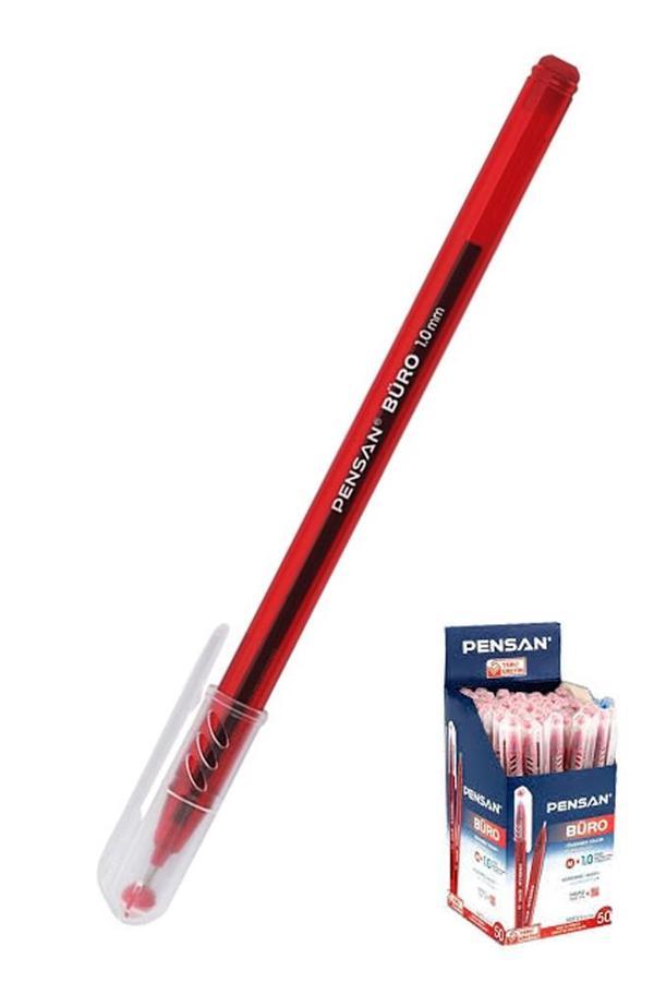 Kırmızı Tükenmez Kalem 1.0mm 1 Adet Pensan Büro Tipi Ballpoint Büro Plastik Kapaklı Tükenmez Kalem - Image 1