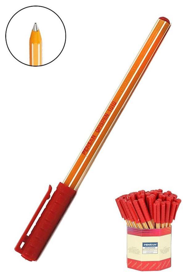 Kırmızı Tükenmez Kalem 1010 1.0mm 1 Adet Pensan Büro Ofispen Büro Plastik Kapaklı Tükenmez Kalem  - Image 1