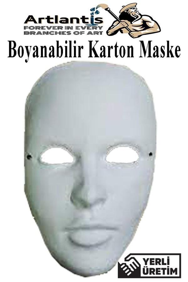 Maske Boyama 1 Adet Boyanabilir Karton Maske Lastikli İnsan Yüzü Suratı Yerli Üretim Okul Sınıf Etkinlikleri Hobi - Image 1