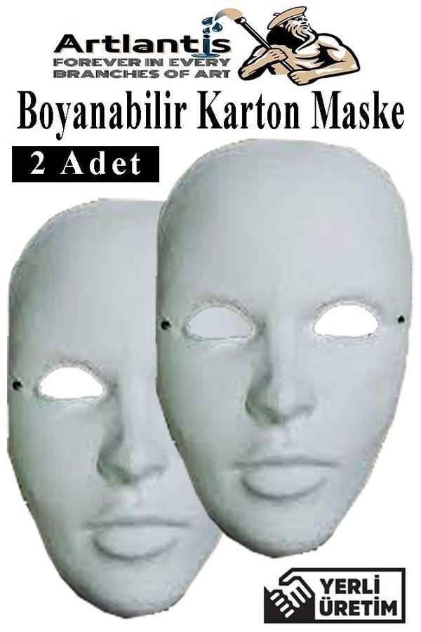 Maske Boyama 2 Adet Boyanabilir Karton Maske Lastikli İnsan Yüzü Suratı Yerli Üretim Okul Sınıf Etkinlikleri Hobi - Image 1