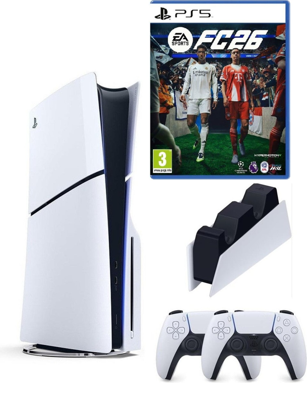 Sony Playstation 5 slim +2.kol dualsense + Şarj İstasyonu +Ps5 FC26 (İthalatçı Garantili ) - Image 1