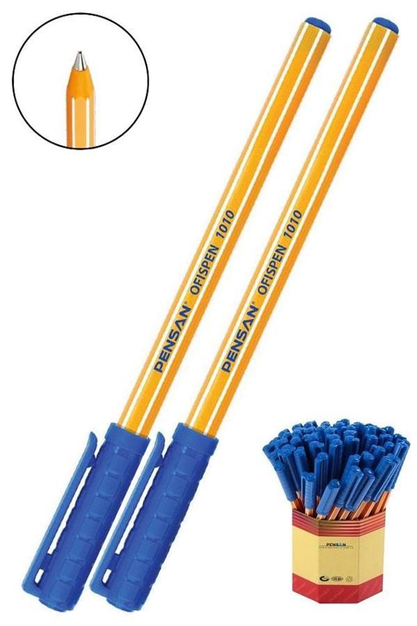 Mavi Tükenmez Kalem 1010 1.0mm 2 Adet Pensan Büro Ofispen Büro Plastik Kapaklı Tükenmez Kalem  - Image 1