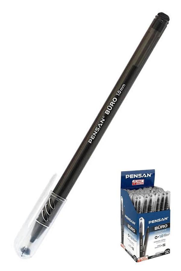 Siyah Tükenmez Kalem 1.0mm 1 Adet Pensan Büro Tipi Ballpoint Büro Plastik Kapaklı Tükenmez Kalem  - Image 1
