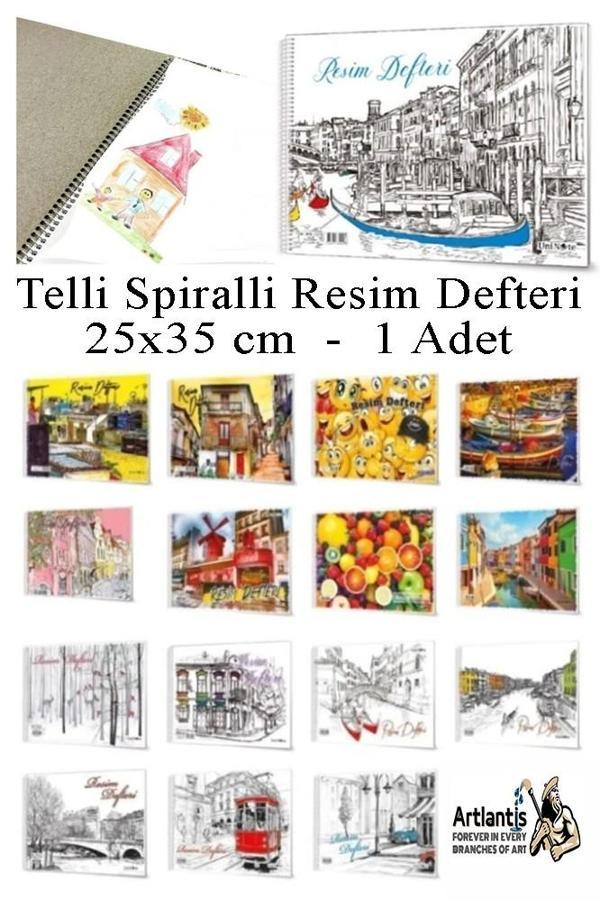 Telli Resim Defteri 15 Yaprak 25x35 cm 1 Adet Artlantis Spiralli Orta Boy Telli Resim Defteri Karton Kapak 110 gr Okul - Image 1