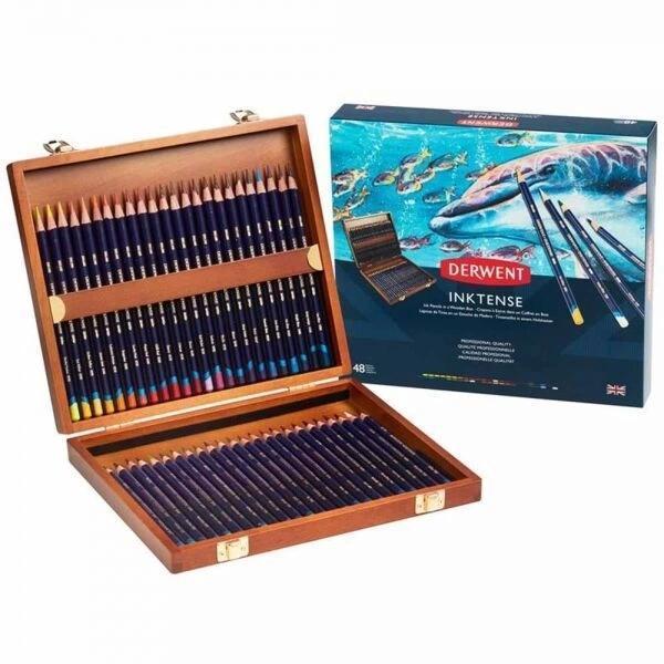 Supertrend Inktense Mürekkep Etkili Aquarell Boya Kalemi Seti 48'li Ahşap Kutu - Image 1
