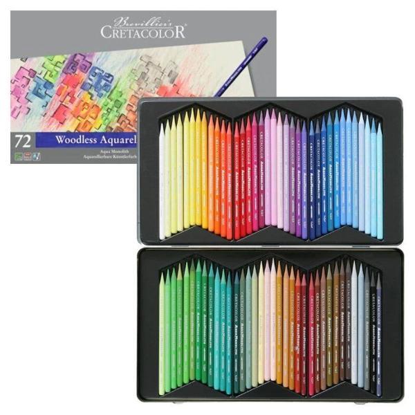 Supertrend Aqua Monolith Ağaçsız Sulandırılabilr Aquarell Boya Kalemi Seti 72 Renk Metal Kutu - Image 1