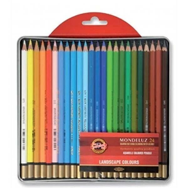 Supertrend Mondeluz Aquarell Boya Kalemi Seti 24 Renk Metal Kutu MANZARA TONLARI - Image 1
