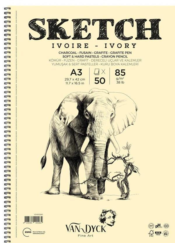 Supertrend Sketch Ivory(Fildişi) Eskiz Çizim Defteri Yandan Spiralli 85 gr. A3 50 yp. - Image 1