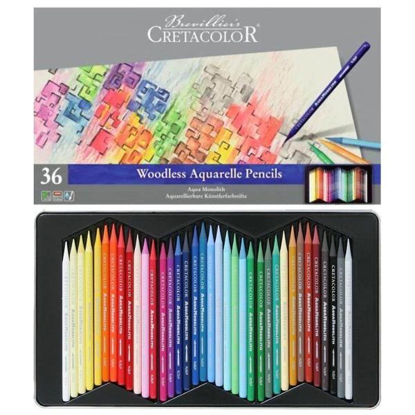 Supertrend Aqua Monolith Ağaçsız Sulandırılabilr Aquarell Boya Kalemi Seti 36 Renk Metal Kutu - Image 1