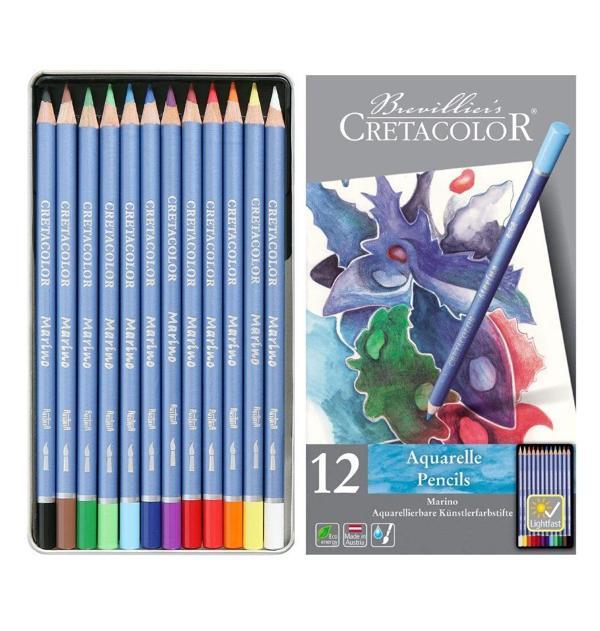 Supertrend Marino Sulandırılabilir Aquarell Boya Kalemi Seti 12 Renk Metal Kutu - Image 1