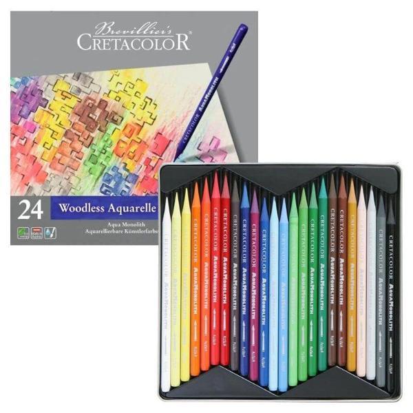 Supertrend Aqua Monolith Ağaçsız Sulandırılabilr Aquarell Boya Kalemi Seti 24 Renk Metal Kutu - Image 1
