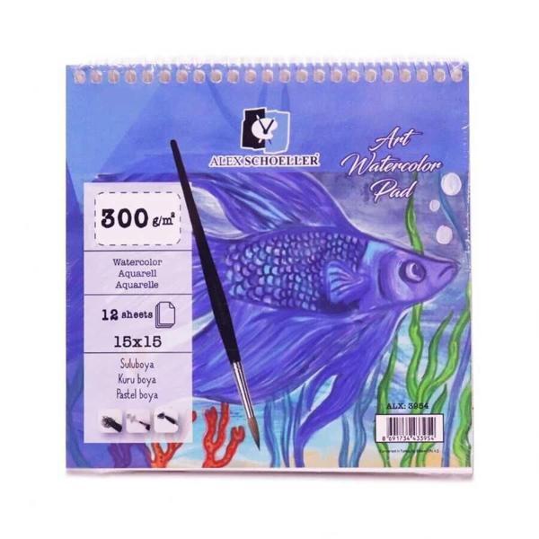 Supertrend Art Watercolour Pad Spiralli Sulu Boya Defteri Blok 300 gr. 15x15 cm. 12 yaprak - Image 1