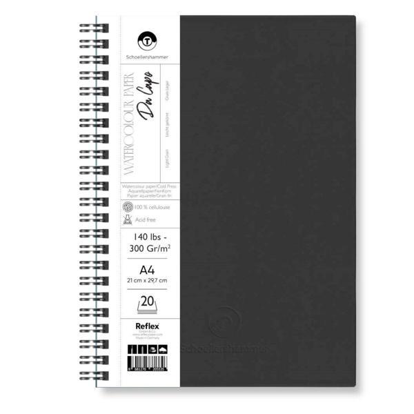 Supertrend Da Capo Cold Press Sert Kapak Suluboya Defteri 300 gr. A4 20 yaprak SİYAH - Image 1