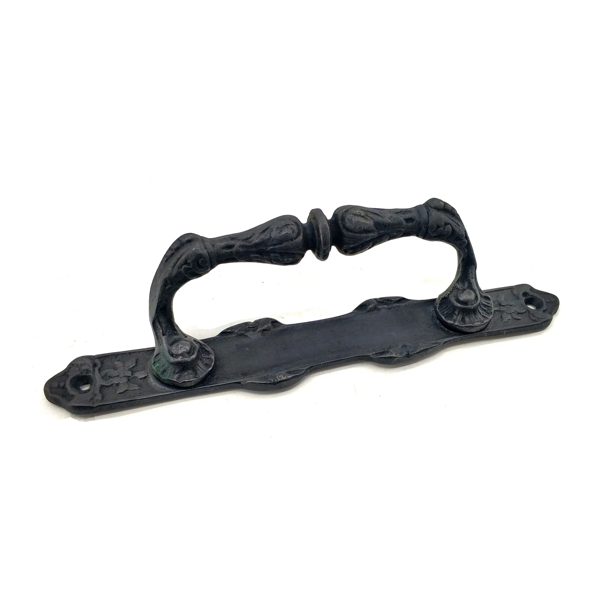 Antika Tarz Dekoratif Pirinç Dar Yan Çekme Kapı Kolu - 225x37 Mm, Oksit - Image 1