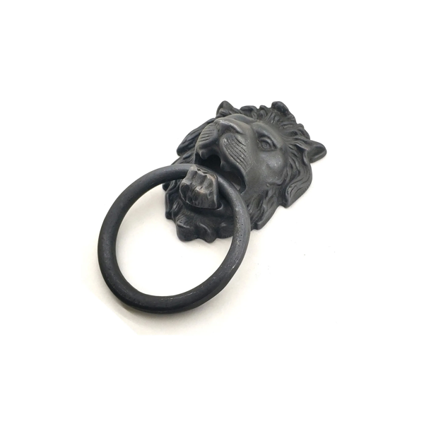 Antika Tarz Dekoratif Pirinç  Kapı Tokmağı, Taktak - 102x130 Mm, Oksit - Image 1