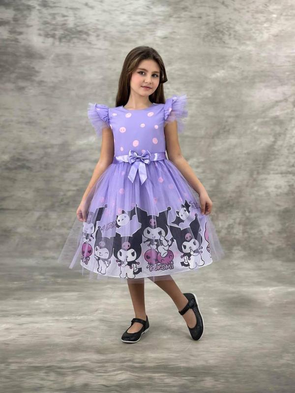 Kız Çocuk Tüllü Kuromi ve My Melody Desenli Tüllü Kız Çocuk Parti 2712MO - Image 1