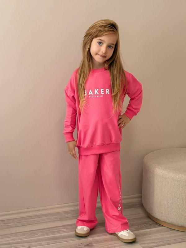 Kız Çocuk Pembe Sweatshirt ve Eşofman Alt Takımı Garson Boy  5003P - Image 1