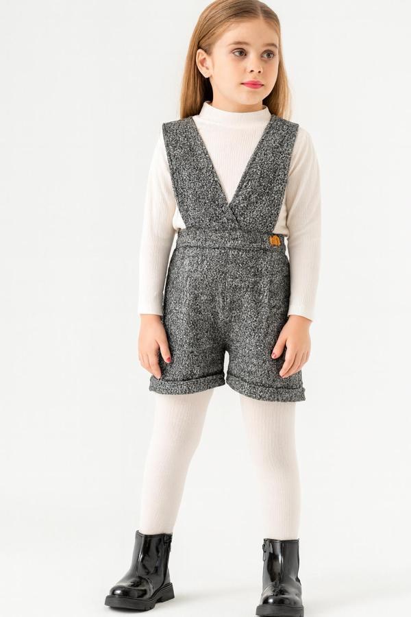 Kız Çocuk Salopet Takım Külotlu Çoraplı | 3'Lü Kombin Takım 1552 G - Image 1