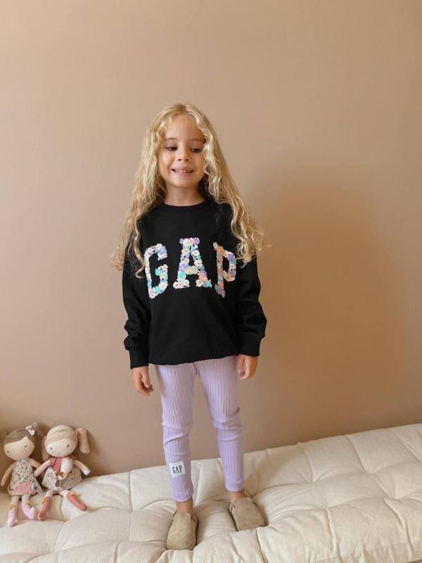 Çiçek Baskılı Taytlı Kız Çocuk Takım 1636 LİLA - Image 1