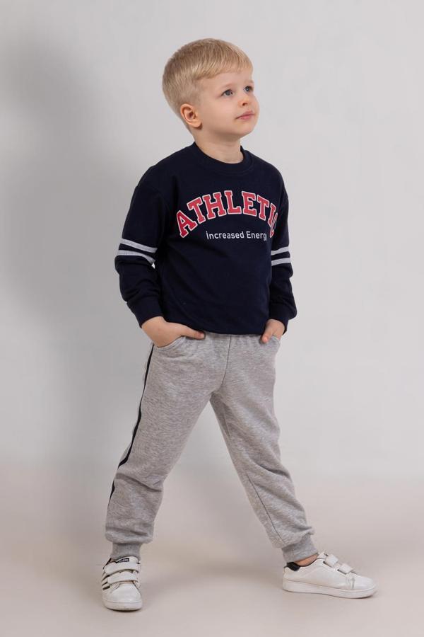 Erkek Çocuk 3 İplik Sweatshirt & Gri  Eşofman Altı 2’li Takım – Spor Günlük Kombin 4073 Lacivert - Image 1