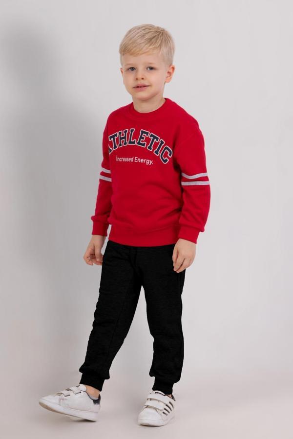 Erkek Çocuk 3 İplik Sweatshirt & Siyah Eşofman Altı 2’li Takım – Spor Günlük Kombin 4073KI - Image 1