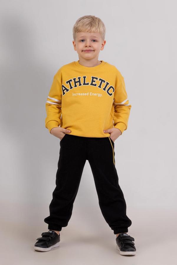Erkek Çocuk 3 İplik Sweatshirt & Siyah Eşofman Altı 2’li Takım – Spor Günlük Kombin 4073 - Image 1